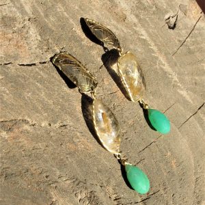 ESAURITO – Orecchini quarzi e oro ”GEOMETRIE” – orecchini asimmetrici
