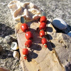ESAURITO – Orecchini corallo e oro ”BARILOTTI” 4 bar – orecchini corallo rosso