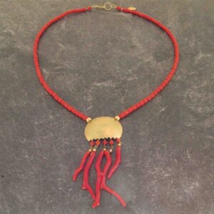 Girocollo oro e corallo rosso ”MEDUSELLA” 