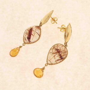 ESAURITO   – Orecchini quarzi e oro ”GEOMETRIE” – orecchini asimmetrici