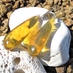 ORECCHINI AMBRA E ORO- Orecchini in ambra messico e oro giallo- Grandi orecchini in ambra