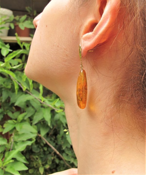 orecchini oro e ambra