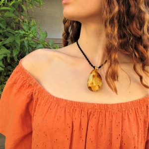 amber and gold pendant