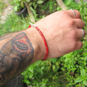 BRACCIALE CORALLO ”BASIC”- bracciale unisex corallo- corallo rosso- bracciale argento- bracciale oro- bracciale per lei- bracciale per lui