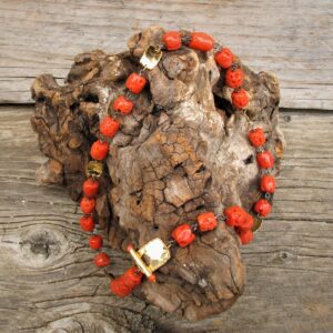 Collana corallo rosso ”BARILOTTI” – girocollo corallo – collana corallo e oro