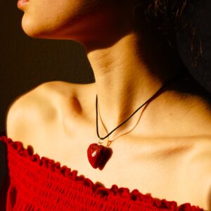 Pendente  corallo ”IMPERFECT HEART”- c5- Italian red coral- coral and silver- coral and gold- Handmade- Coral heart pendant –