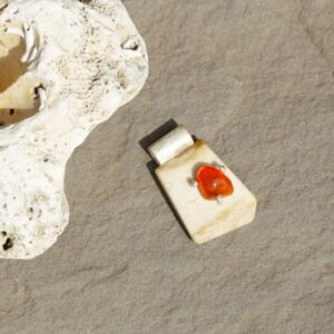 Opal pendant ”EARTH AND FIRE” – 05- orange opal pendant – fire opal pendant- pendant for men/women – deer horn pendant