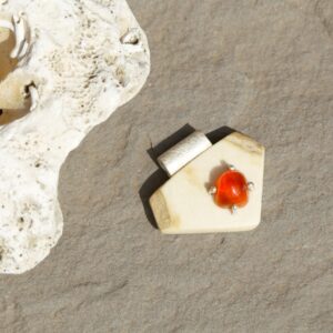 Opal pendant ”EARTH AND FIRE” – 06- orange opal pendant – fire opal pendant- pendant for men/women – deer horn pendant